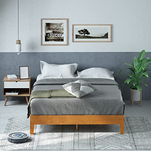 Alexis Deluxe Wood Platform Bed Frame, Solid Wood Foundation, view 4