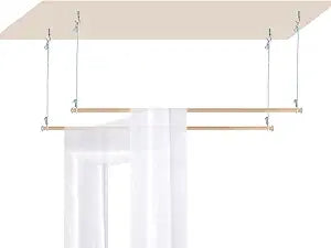 Wood Bed Canopy Frame 63 inches Bed Curtains Frame Solid Wooden Bed Poles, view 2