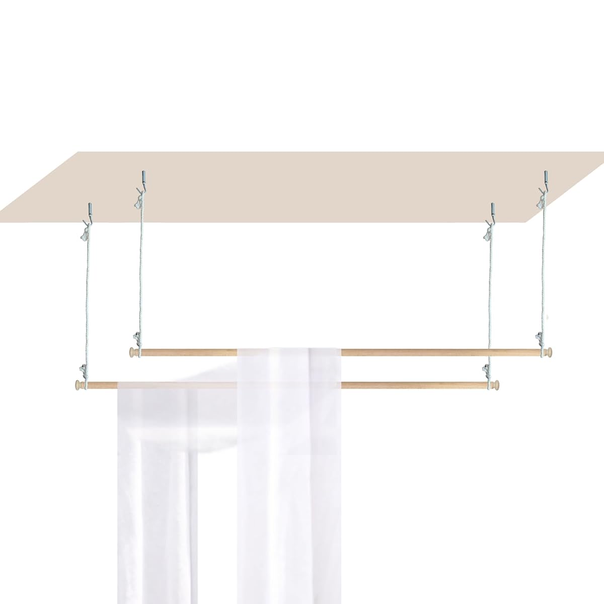 Wood Bed Canopy Frame 63 inches Bed Curtains Frame Solid Wooden Bed Poles