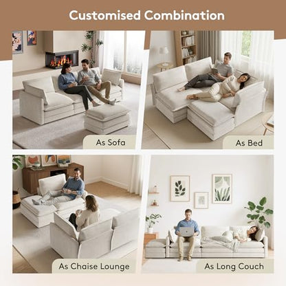ROWHY 104'' Modular Sectional Cloud Couch with Movable Ottoman, view 5