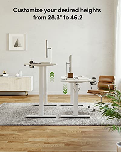 44 x 24 Inches Standing Desk, Height Adjustable Electric Standing Desk, Stand up Table, Sit Stand Home Office Desk with Splice Board, White