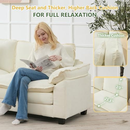 Oversized Modular Sectional Sofa Set, Convertible Deep Seat Cloud Couch with Ottoman, Large U Shaped Corner Couch with Throw Pillows for Living Room (Beige, 8 Seater)