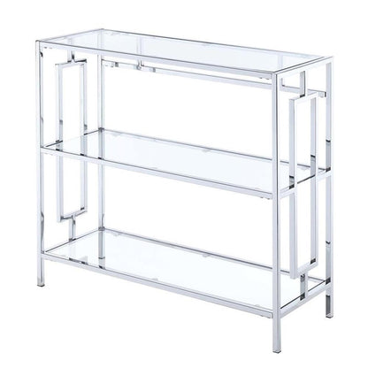 Town Square Chrome 3 Tier Bookcase, Clear Glass / Chrome Frame