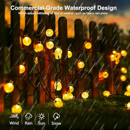 Solar String Lights Outdoor, 65FT 100LED Globe String Lights 8 Lighting Modes, Waterproof Solar Powered Patio Light for Garden Yard Porch Wedding Party Outdoor Decor (Warm White)