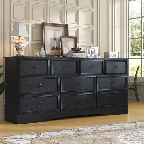 10-Drawer Dresser, Modern Wooden Storage Chest of Drawers, Dresser TV Stand, view 4