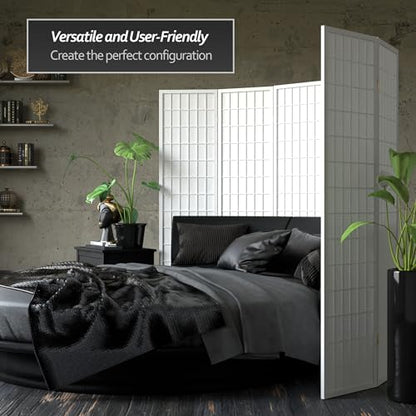 6 ft. Tall Window Pane Shoji Screen - White - 4 Panels
