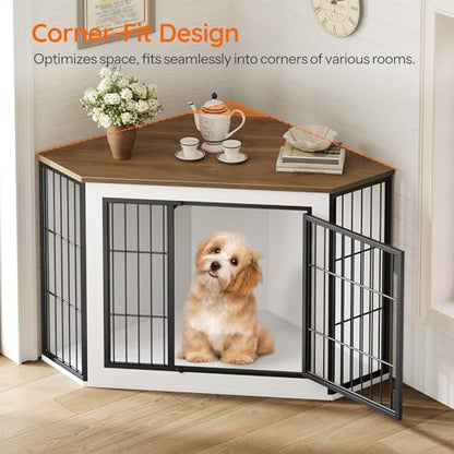 Corner Dog Crate Furniture, Decorative Dog Kennel End Table, view 5