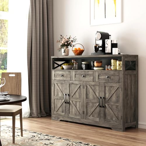 Farmhouse Buffet Cabinet with Drawers, Sideboard with Storage, view 3