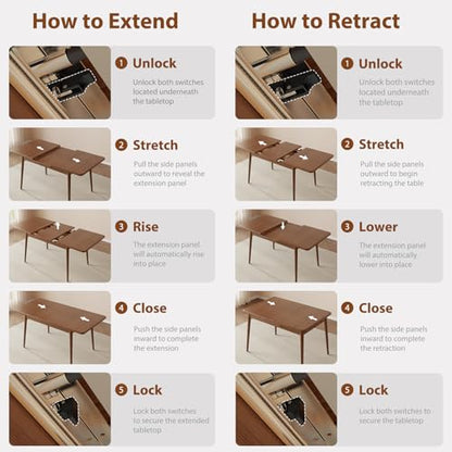 Solid Wood Extendable Dining Table for 4-8 People with Seamless Extension from 47.2 to 63 Inches, Easy Assembly, Expandable Tables for Small Spaces, Dining Room, Kitchen, Living Room, Walnut