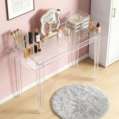 Acrylic Desk, Clear Acrylic Table, Modern Home Office Study Table, view 6