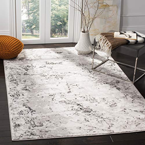 SAFAVIEH Skyler Collection 4' Round Blue/Ivory SKY186M Modern Abstract Non-Shedding Dining Room Entryway Foyer Living Room Bedroom Area Rug