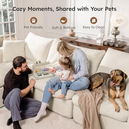 Oversized Modular Sectional Sofa, Boneless Cloud Couch with L-Shaped Chaise, Upholstered Deep Seat Comfy Couch for Living Room, No Assembly | for Living Room