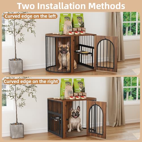 31.5'' Oval Dog Crate Furniture, Indoor Dog Kennel for Small/Medium Dogs, view 5