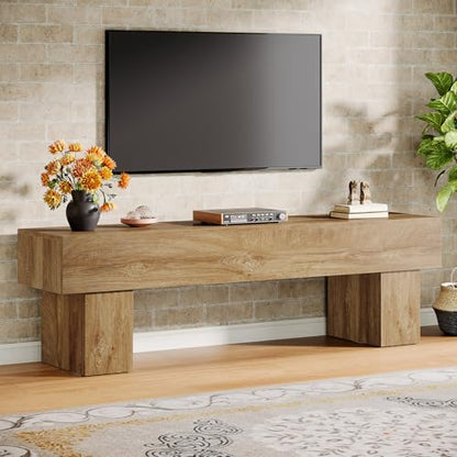 Tribesigns 63" TV Stand, Farmhouse Entertainment Center, view 2