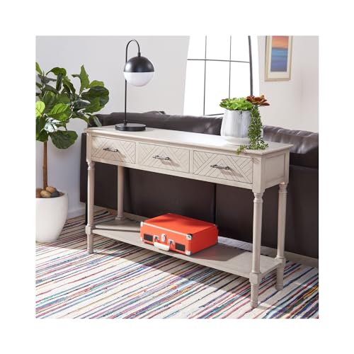 SAFAVIEH Home Collection Peyton Greige 3-Drawer Lower Shelf Console Table CNS5705D