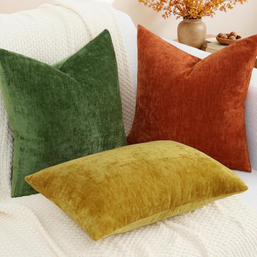 Soft Chenille Rust Throw Pillow Covers 20X20 Set of 2, view 6