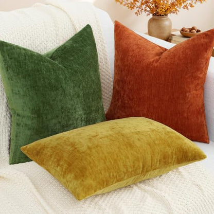 Soft Chenille Rust Throw Pillow Covers 20X20 Set of 2, view 6