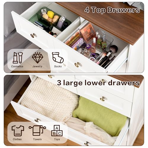 7 Drawers Tall Dressers for Bedroom, 44" Wood Chest of Drawers with Metal Handle, view 6