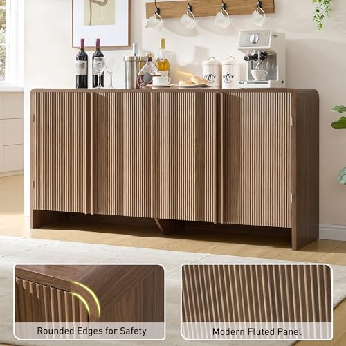 63" Fluted Sideboard Buffet Cabinet with Storage, view 6