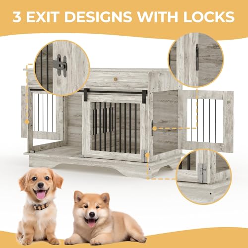 Double Dog Crate Furniture with 2 Drawers, view 5