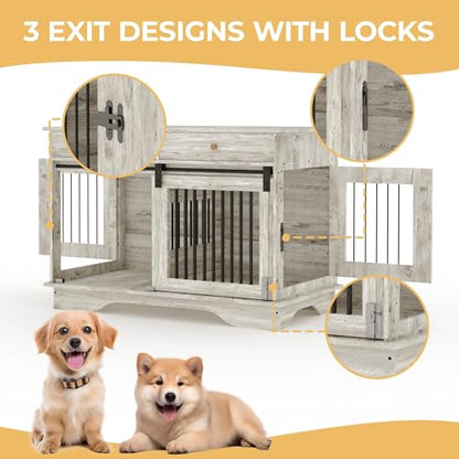 Double Dog Crate Furniture with 2 Drawers, view 5