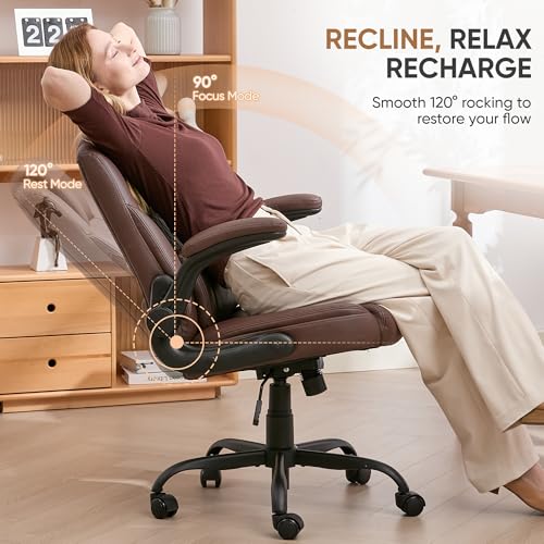 Home Office Chair with Lumbar Support, 5" Thickened Seat, view 7