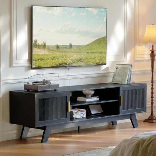 59.5" Fluted TV Stands for 65 Inch TV, Mid Century Modern, view 6