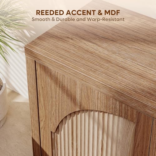 70" Sideboard Buffet Cabinet with Storage, Boho Credenza Storage Cabinet, view 6