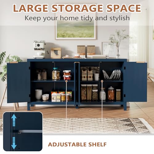 58“ Fluted Sideboard Buffet Cabinet with Storage, view 5