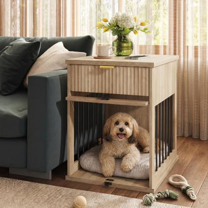 Dog Crate End Table with Charging Station, view 3