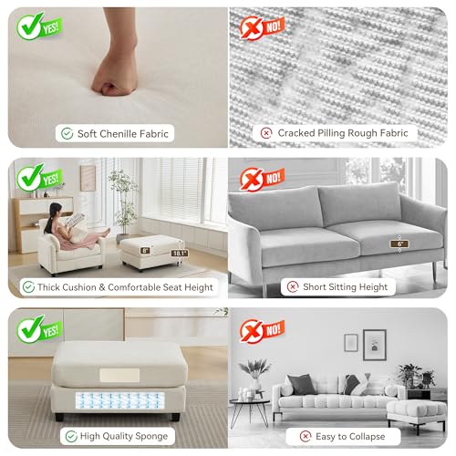 57.5" Oversized Chaise Lounge with Ottoman Indoor, view 7