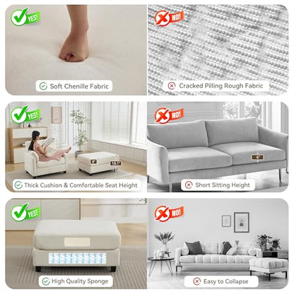 57.5" Oversized Chaise Lounge with Ottoman Indoor, view 7