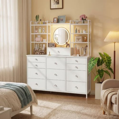 White Dresser for Bedroom with RGB LED Lights, Vanity Organizer, view 6