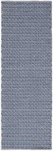 SAFAVIEH Montauk Collection Runner Rug - 2'3" x 9', Ivory & Navy, Handmade Cotton, Ideal for High Traffic Areas in Living Room, Bedroom (MTK717H)