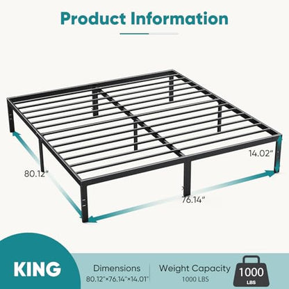 King Size Metal Platform Bed Frame, view 4