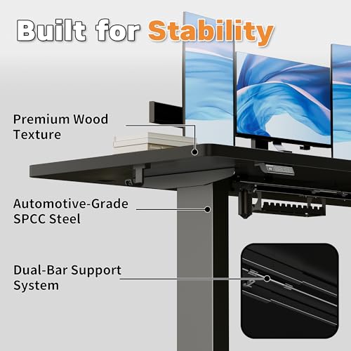 Realbear 71 Inch Electric L Shaped Standing Desk, Height Adjustable Standing Corner Desk with 3 Memory Presets, Ergonomic Workstation Office Desk for Home/Office (Black, 71 Inch)