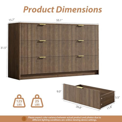 6 Drawer Dresser for Bedroom, view 3
