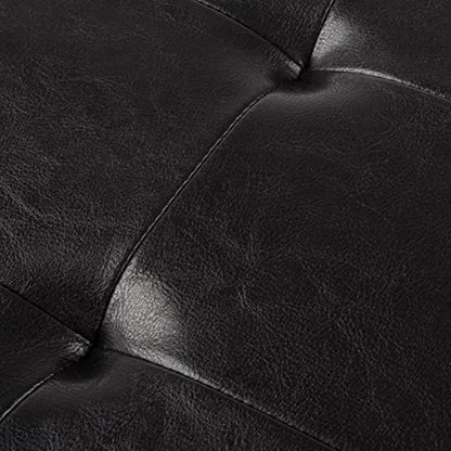 Storage Ottoman - 30-Inch Folding Faux Leather Footrest, Linen Chest, or Bench with Removable Bin for Living Room or Bedroom by Home-Complete (Black)