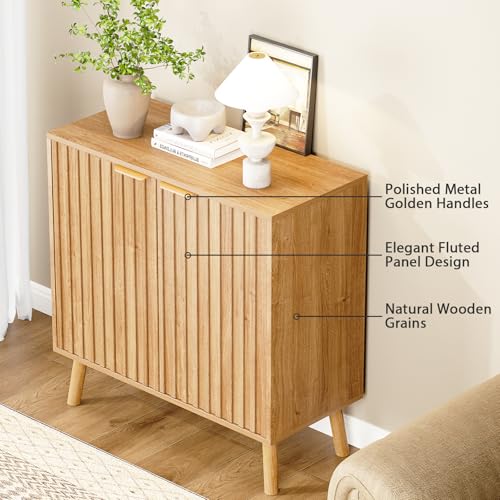 Fluted Storage Cabinet, Buffet Cabinet with Storage, view 4