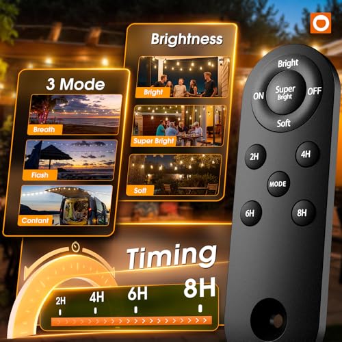 54FT Solar String Lights Outdoor Waterproof with USB Charging & Remote Control, view 4