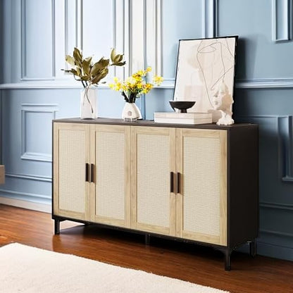 Sideboard Buffet Cabinet with Storage, 48" Rattan Coffee Bar, view 3