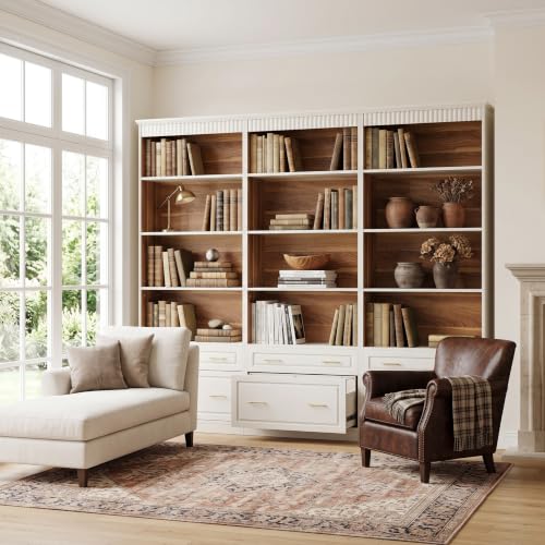 72.8-Inch Tall 4-Shelf Bookcase with 2 Drawers, view 7