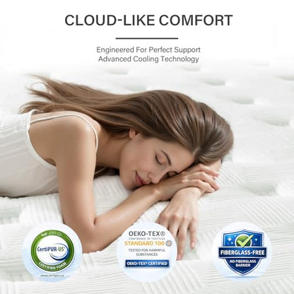Full Size Mattress 12 Inch Hybrid Mattresses, Medium Firm, view 3