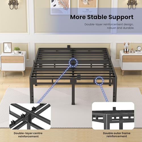 Full Size Metal Platform Bed Frame, 24 Inch Dual-Layer Heavy Duty Base, view 7
