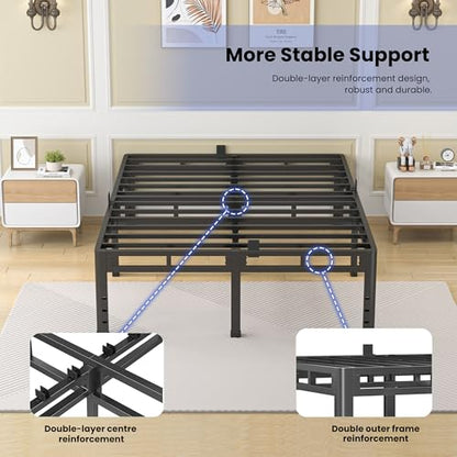 Full Size Metal Platform Bed Frame, 24 Inch Dual-Layer Heavy Duty Base, view 7