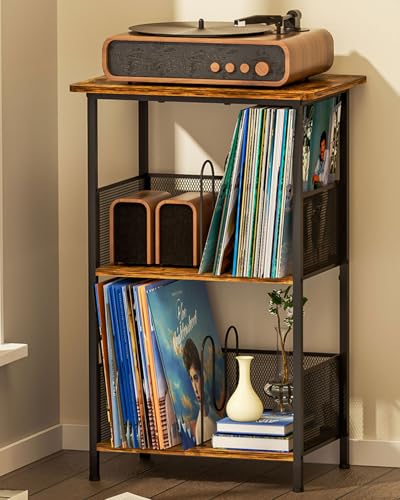Honkazita 3 Tier Vinyl Record Storage Table Wooden Turntable Stand, view 2