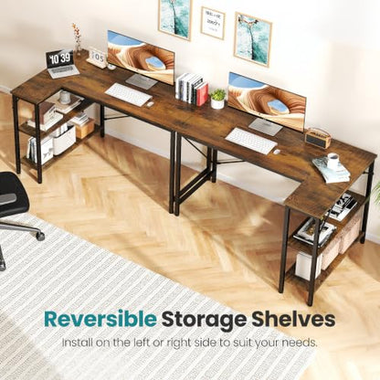 39 Inch L Shaped Desk, Corner Computer Gaming Desks with Shelves, view 5