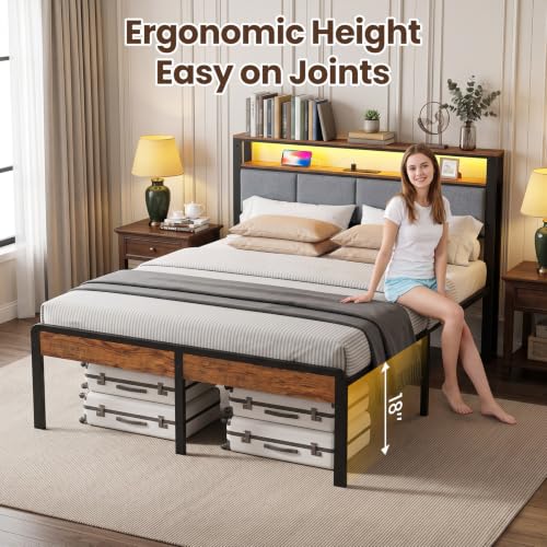 Full Bed Frame with 18-Inch Under-Bed Storage and RGB LED Lights, view 4