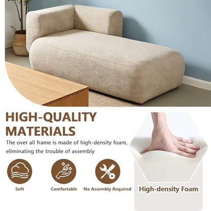 Minimalist Pebble Chaise Lounge Chair for Bedroom with Wood Frame, view 4