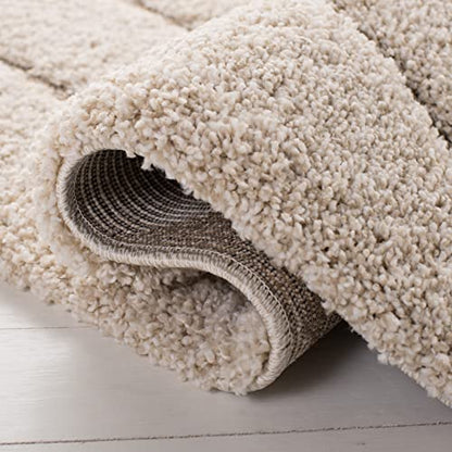 SAFAVIEH Florida Shag Collection Area Rug - 8'6" x 12', Cream & Beige, Non-Shedding & Easy Care, 1.2-inch Thick Ideal for High Traffic Areas in Living Room, Bedroom (SG472-1113)